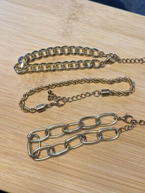 Gold Chain Link & Rope Bracelet Set - Women's Fashion Jewelry